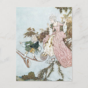 Cartão Postal Conto de Fadas Vintage A Bela Adormecida por Edmun