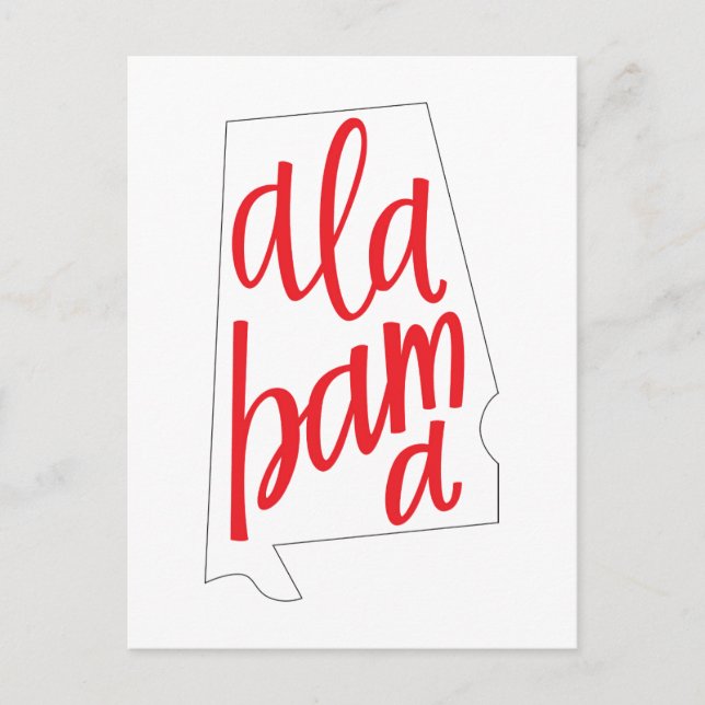 Cartão Postal Contorno do estado do Alabama (Frente)