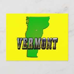 Cartão Postal Contorno do Mapa Vermont e Texto da Imagem