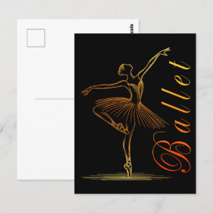 Cartão Postal Contorno Elegante de um Balé Ballerina Performance