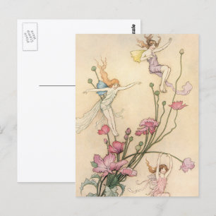 Cartão Postal Contos De Fada Vintage, Três Espíritos Cheios De A