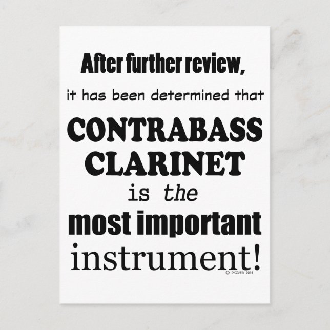 Cartão Postal Contrabass Clarinet - Instrumento Mais Importante (Frente)