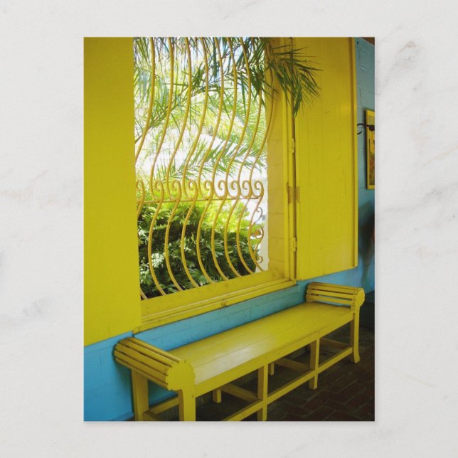 Cartão Postal Contraste acentuado de amarelo e azul (Frente)