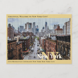 Cartão Postal Contrastes do Manhattan EUA Nova York Cidade de No
