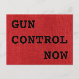 Cartão Postal Controle de Armas Agora em Textura de Linho Vermel