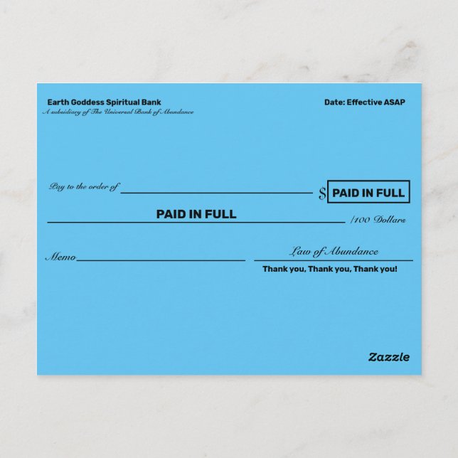 Cartão Postal Controlos de Abundância para Patrimônio Manifestan (Verso)