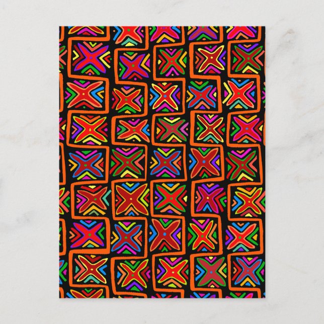 Cartão Postal Controlos tribais de Kuna Indian Mola - Vermelho (Frente)