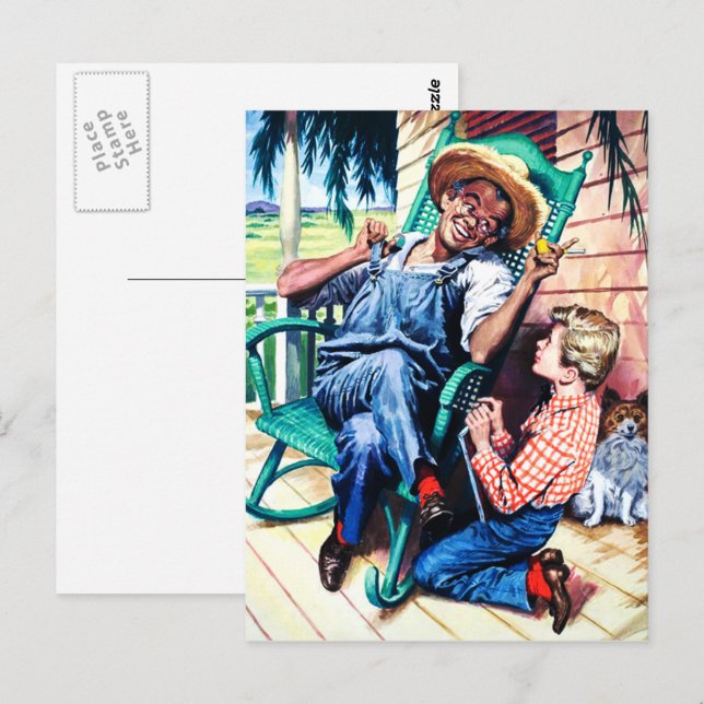 Cartão Postal Conversa com Arte de Vintagem do Pai (Frente/Verso)