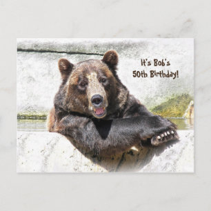 Cartão Postal Convidado para Festa de Urso de 50º Aniversário