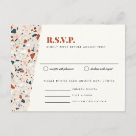 Cartão Postal Convocação de Casamento Terrazzo Slab RSVP