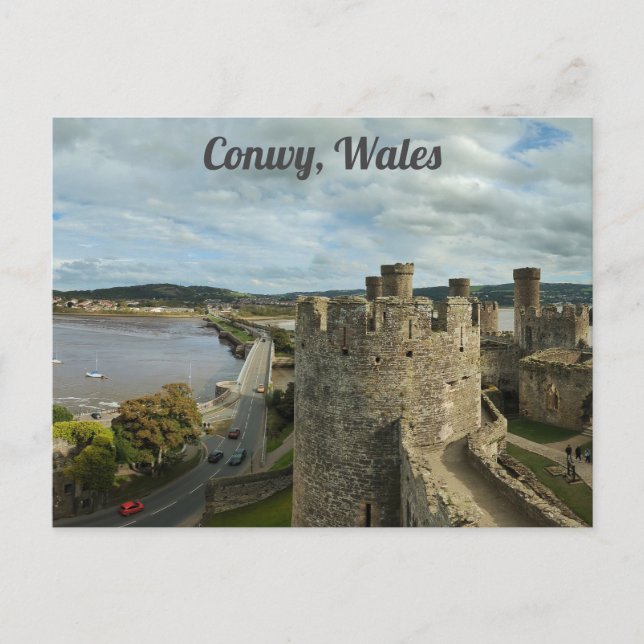 Cartão Postal Conwy Wales Welsh Castle Viagem (Frente)