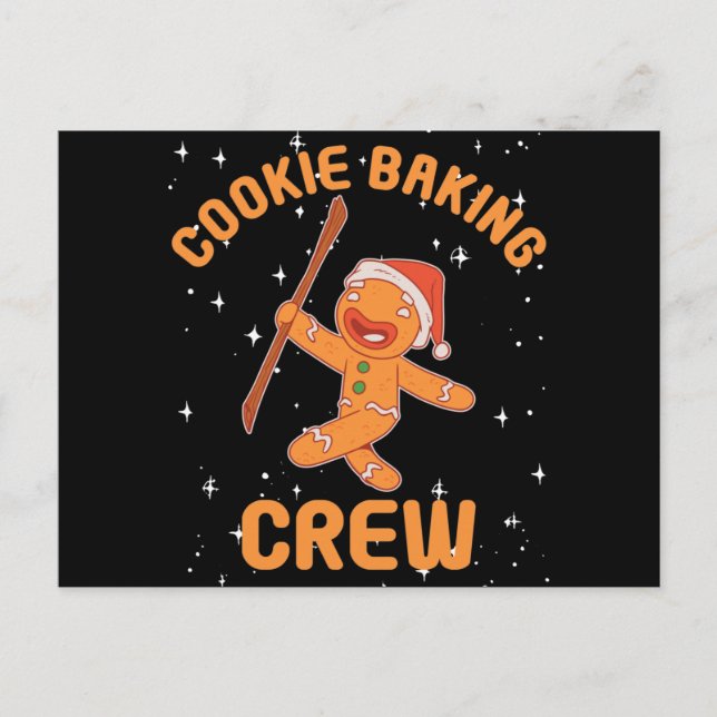 Cartão Postal Cookie Baking Crew Gingerbird Cookies Natal (Frente)