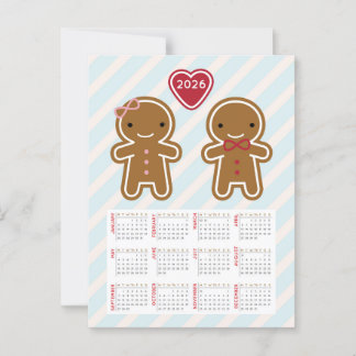 Cartão Postal Cookie Cute Kawaii Gingerbird Man 2026 Calendar