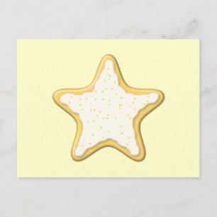 Cartão Postal Cookie Estrela Forçada. Amarelo e creme.