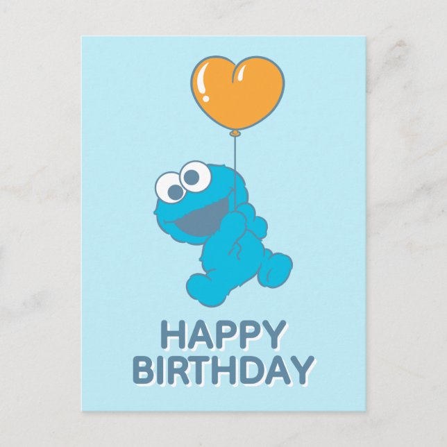 Cartão Postal Cookie Monster Heart Balloon (Frente)