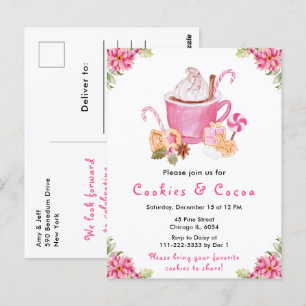 Cartão Postal Cookies de Natal e Cacau a Rosa
