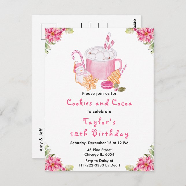 Cartão Postal Cookies de Natal e Festa de aniversário de cacau c (Frente/Verso)