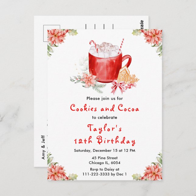 Cartão Postal Cookies de Natal e Festa de aniversário de cacau V (Frente/Verso)