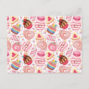 Cartão Postal Cookies e Cupcakes do dia de os namorados