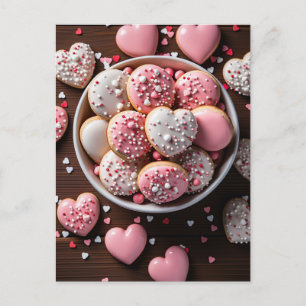 Cartão Postal Cookies em forma de coração em Dia de os namorados
