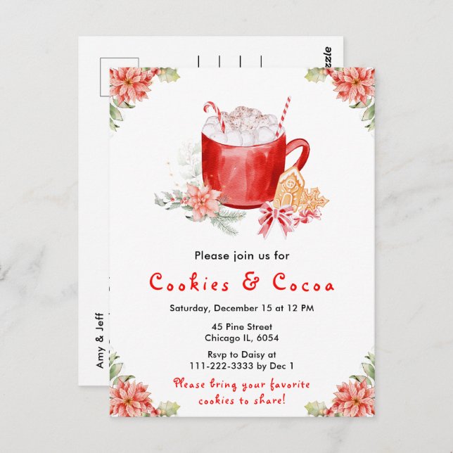 Cartão Postal Cookies Natal Feriados e Cacau Vermelho (Frente/Verso)