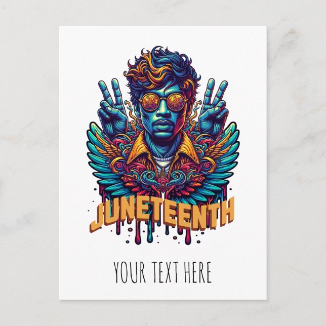 Cartão Postal Cool Juneteenth Black History Month Angel Freedom  (Frente)