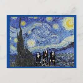 Cartão Postal Coonhound Starry Night, Bela Mancha de Arte