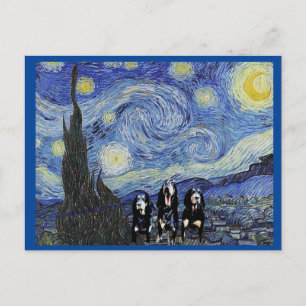 Cartão Postal Coonhound Starry Night, Bela Mancha de Arte