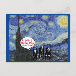 Cartão Postal Coonhound Starry Night, Cartão-postal de Ano Novo