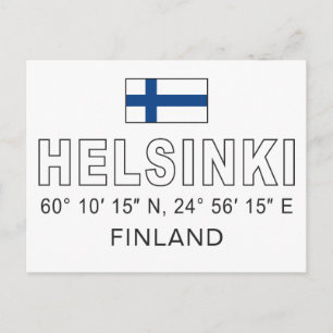 Cartão Postal Coordenadas de Helsinque