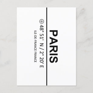 Cartão Postal Coordenadas de Paris — Coordenadas de Paris