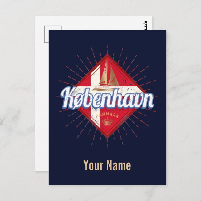 Cartão Postal Copenhaga Capital Dinamarca - Navio retrô à vela (Frente/Verso)