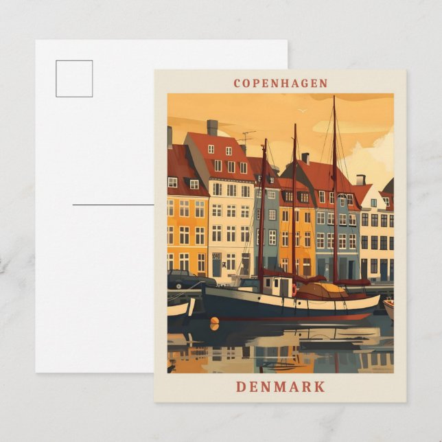 Cartão Postal Copenhagen Denmark Art Elegant Viagens vintage (Frente/Verso)