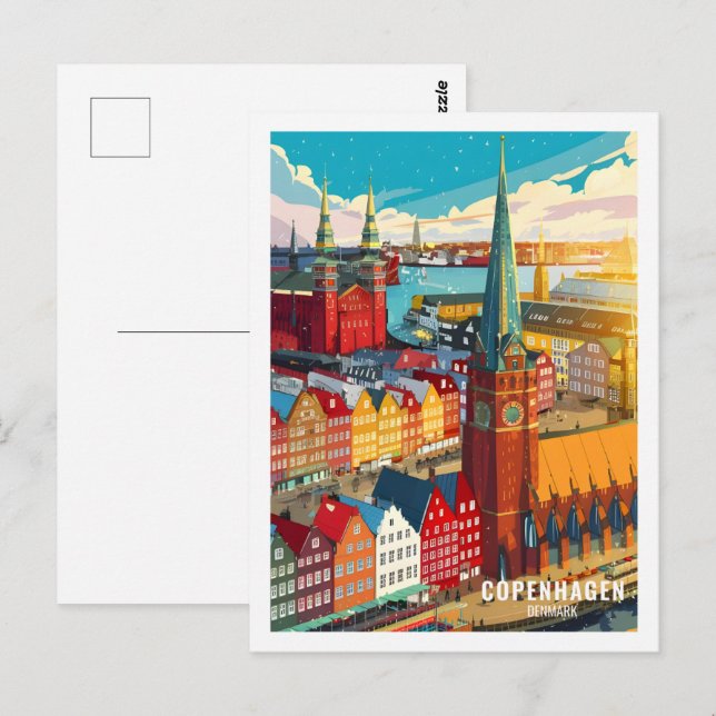 Cartão Postal Copenhagen Denmark Familiar Viagem (Frente/Verso)