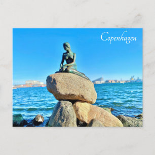 Cartão Postal Copenhagen Denmark Little Smermaid Statue Viagem