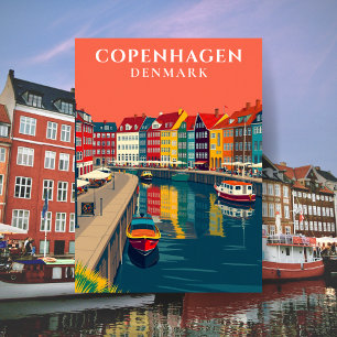 Cartão Postal Copenhagen Denmark Nyhavn Canal Europe Viagem