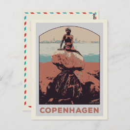 Cartão Postal Copenhagen Denmark, o pequeno Posto de estátuas de