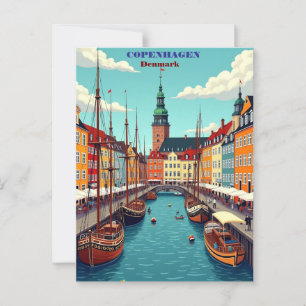 Cartão Postal Copenhagen Denmark Viagens vintage Art Impressão -