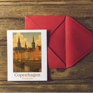 Cartão Postal Copenhagen Dinamarca Retro Viagem