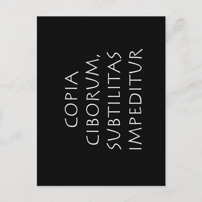 Cartão Postal Copia ciborum subtilitas impeditur (Frente)
