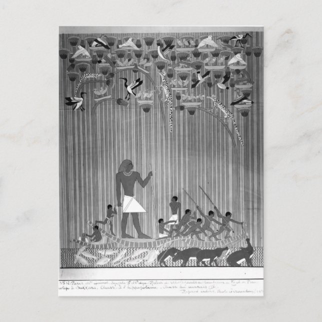 Cartão Postal Cópia do alivio pintado egípcio representando a pe (Frente)