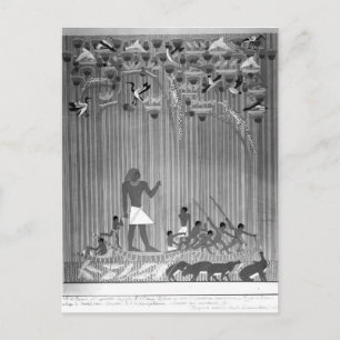 Cartão Postal Cópia do alivio pintado egípcio representando a pe