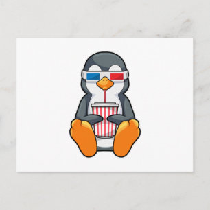 Cartão Postal Copo de vidro Cinema Penguin