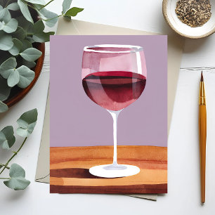 Cartão Postal Copo de Vinho Tinto Aquarela Vino