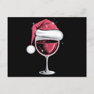 Cartão Postal Copo de Vinho Tinto Natal Natal Divertido Xmas 