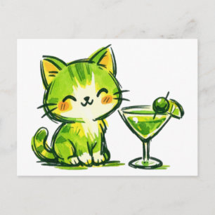 Cartão Postal Coquetéis Verdes e Gatos