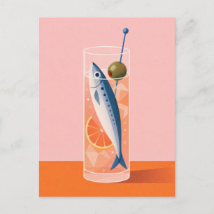 Cartão Postal Coquetel de Sardinha Saudação Dirty Martini Peixe