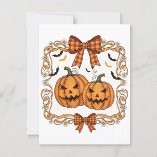Cartão Postal Coquette Halloween Pumpkin: Uma Deco Spooky, mas C
