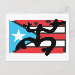 Cartão Postal Coqui taíno sobre bandera de Porto Rico