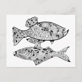 Cartão Postal cor adulta de FAY na design de peixe